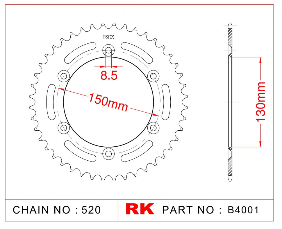 RK JAPAN B4001-47 - звезда ведомая (задняя) (JTR251.47)