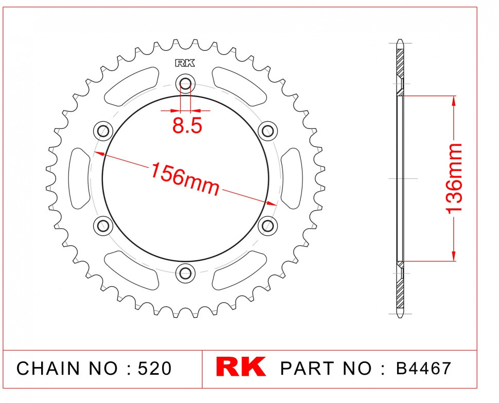 RK JAPAN B4467-41 - звезда ведомая (задняя) (JTR822.41)